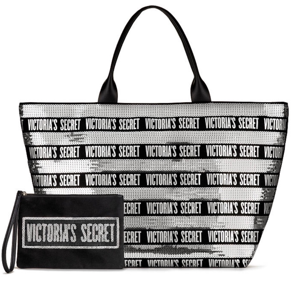 VICTORIA SECRET BLING SEQUIN TOTE W/BONUS BAG NIB
